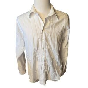 Haupt 41/42 16.5 White Relaxed Coastal Button Down Shirt Raised Wavy Crinkle